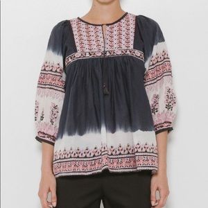 Ulla Johnson Gloria Dip Dye Peasant Blouse Sz M